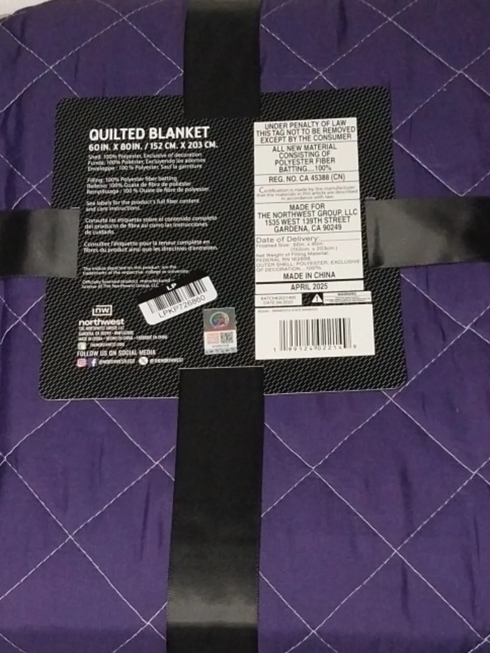 Minnesota State Mankato Quilted Blanket - Purple / Cream 60 X 80